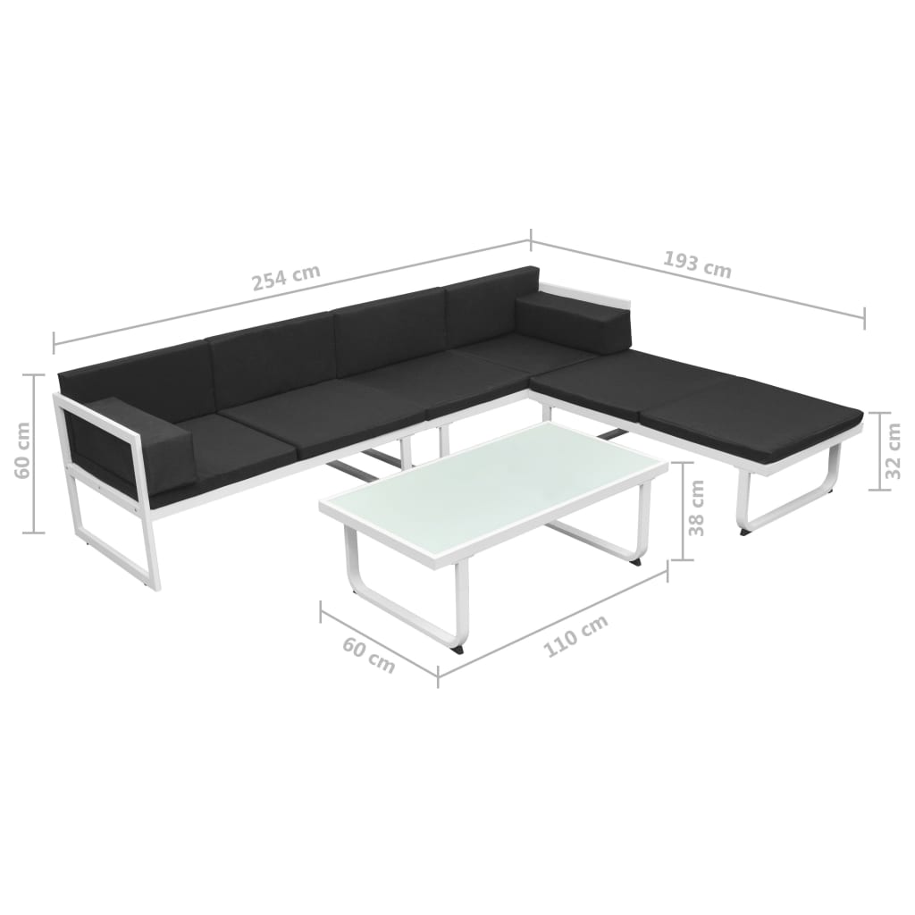 Salon de jardin 4 pcs et coussins Aluminium Noir - XIOS
