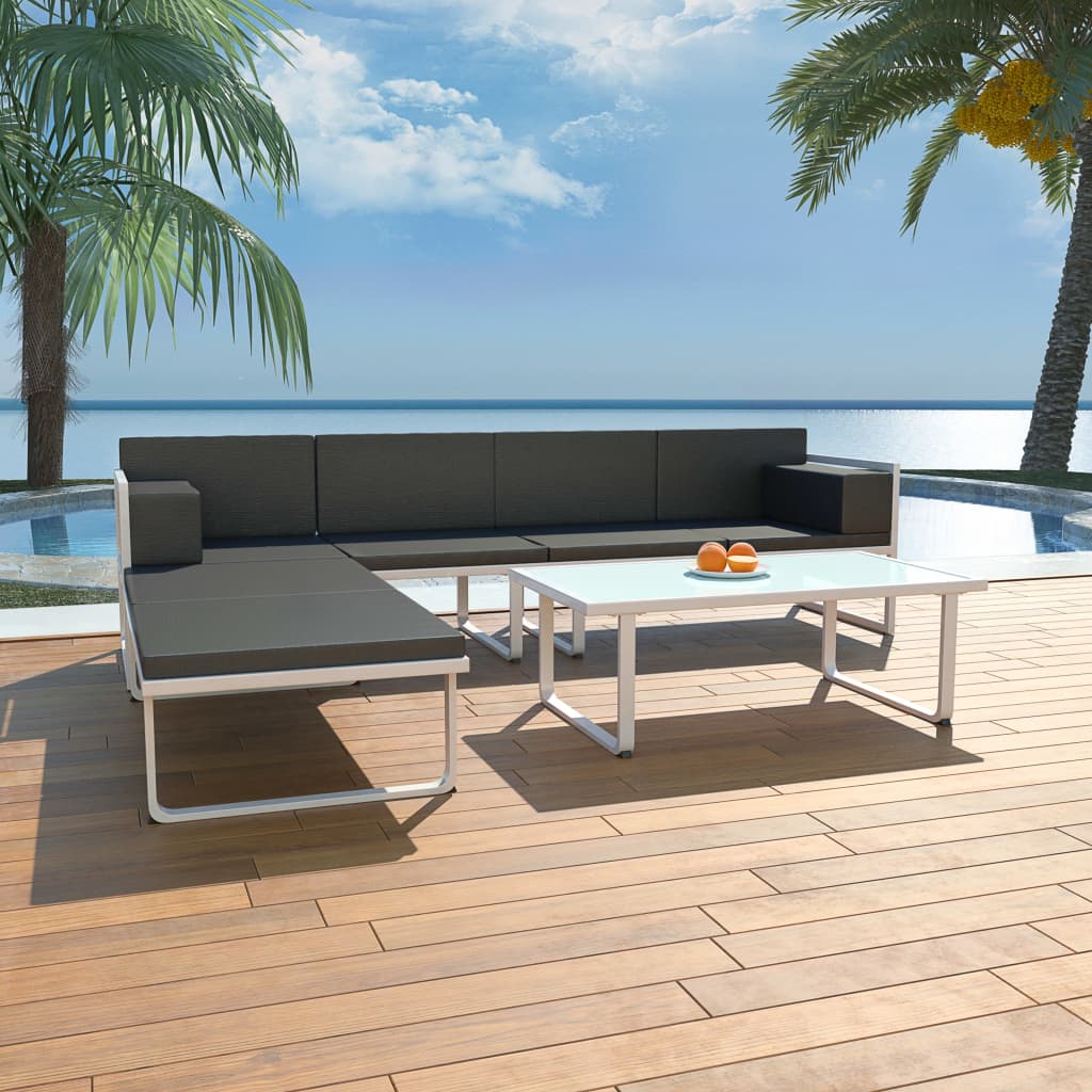 Salon de jardin 4 pcs et coussins Aluminium Noir - XIOS