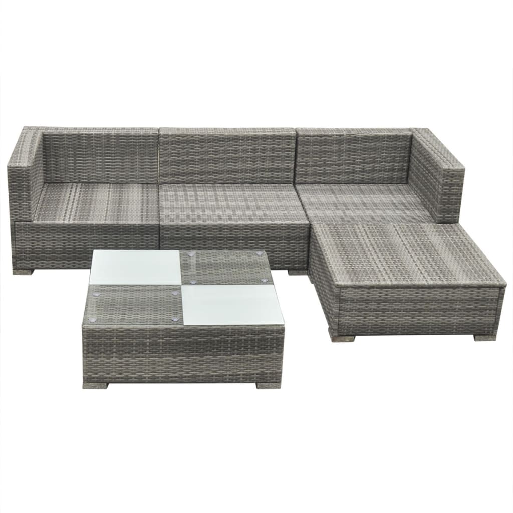 Salon de jardin 5 pcs avec coussins résine tressée gris - XIOS