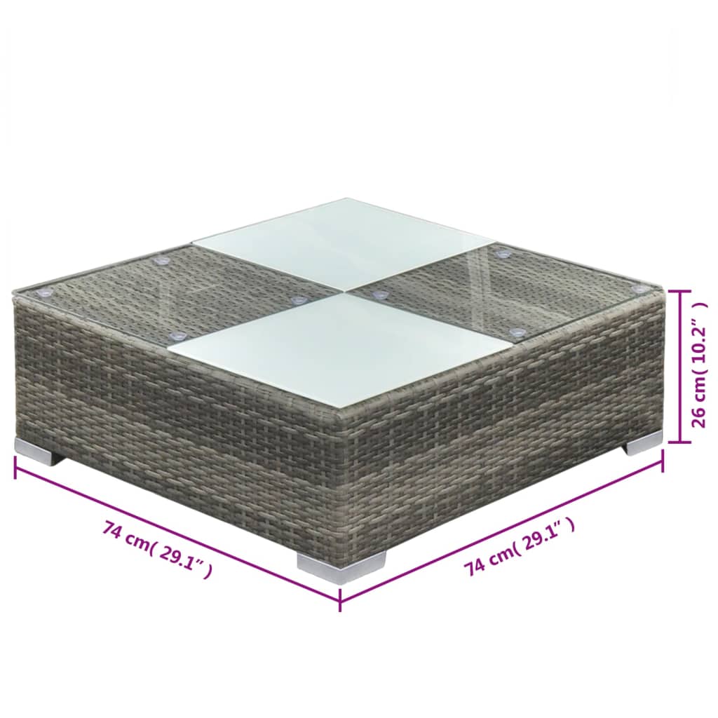 Salon de jardin 5 pcs avec coussins résine tressée gris - XIOS