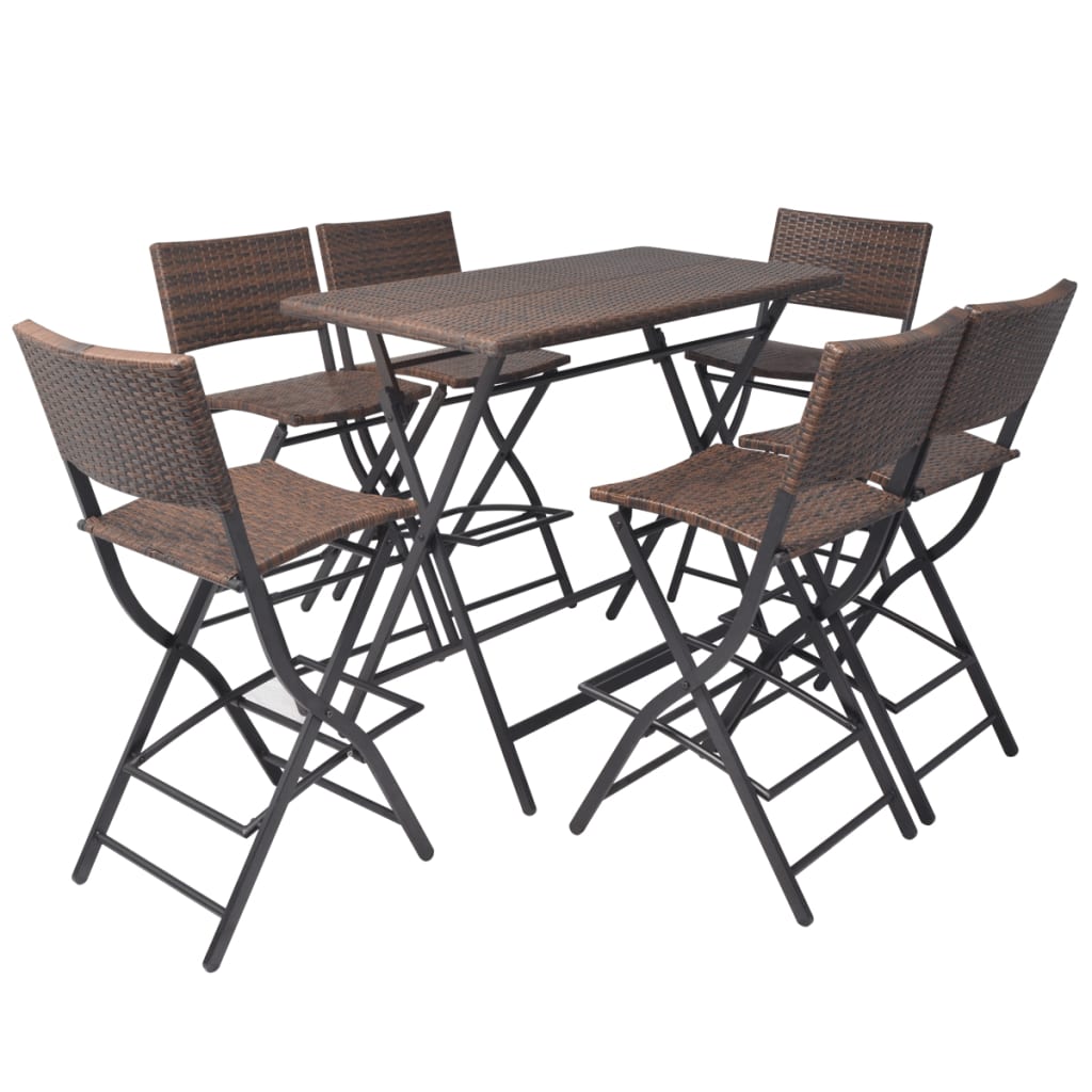 Ensemble à manger d'extérieur pliable 7pcs Acier Résine tressée - XIOS