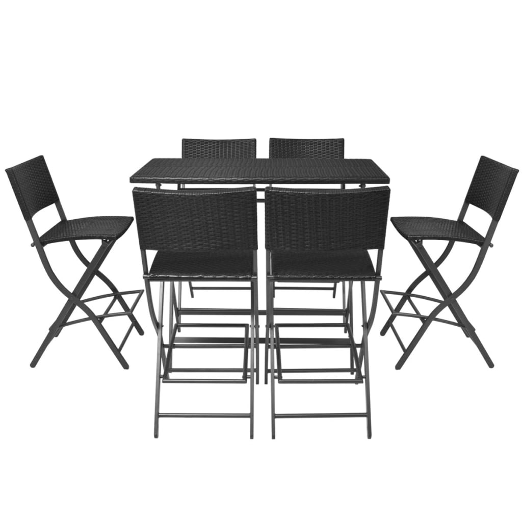 Ensemble à manger d'extérieur pliable 7pcs Acier Résine tressée - XIOS