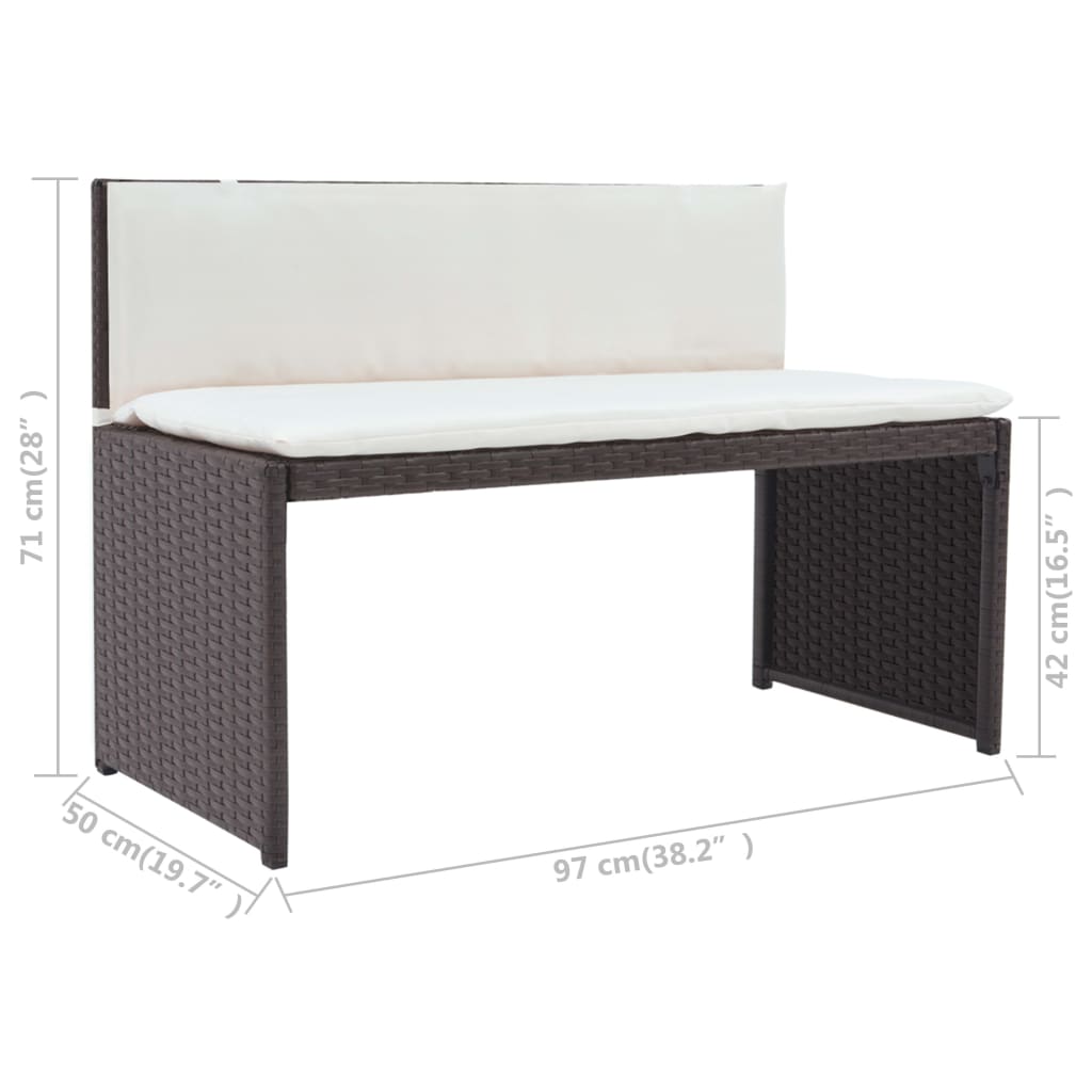 Ensemble à manger d'extérieur 5 pcs Acier Résine tressée Marron