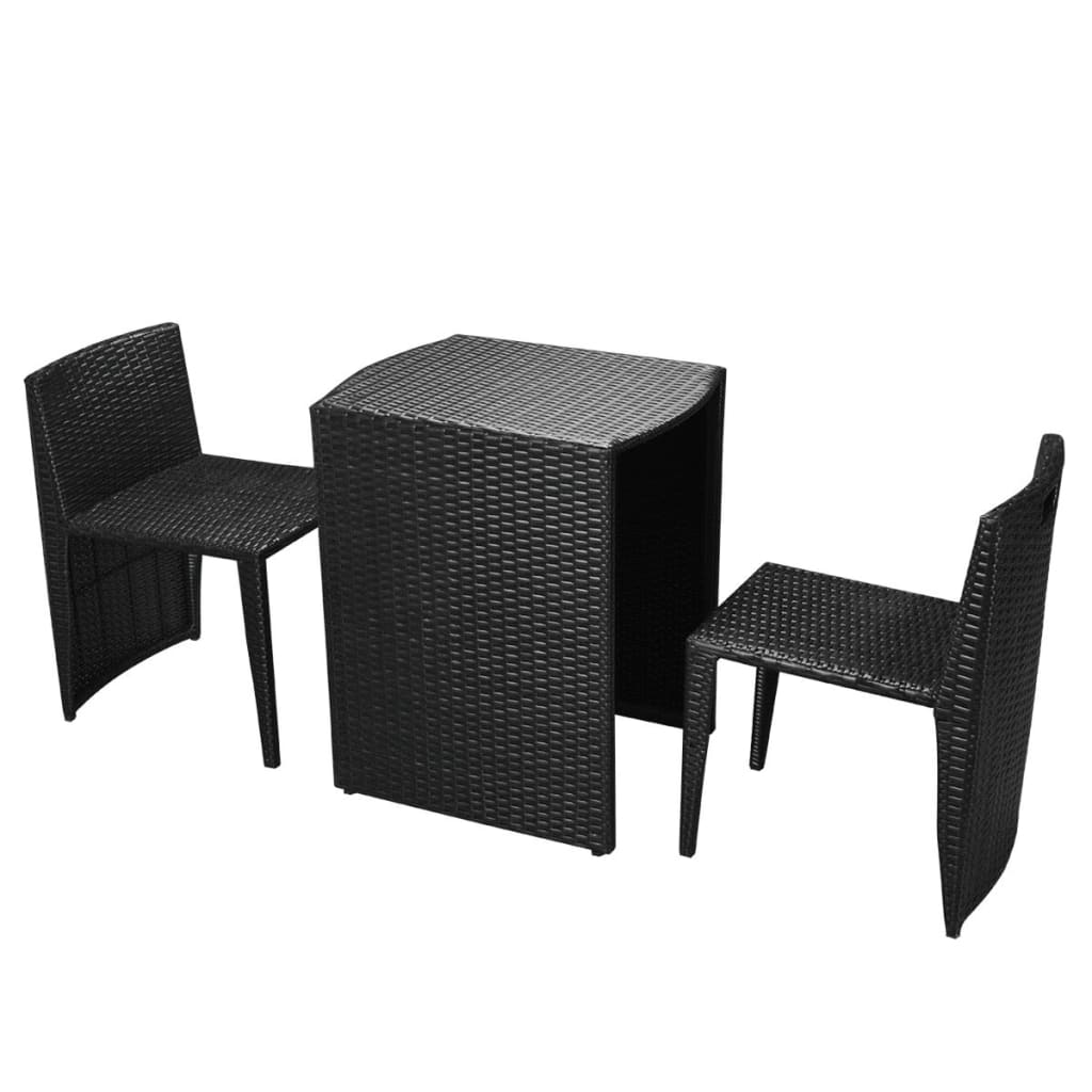 Ensemble de bistro 3 pcs avec coussins résine tressée noir - XIOS