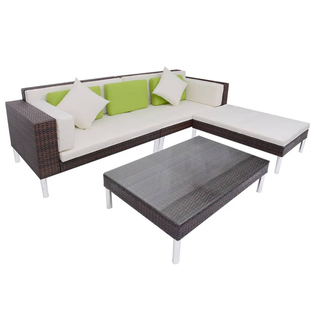 Salon de jardin 4 pcs avec coussins Résine tressée Marron - XIOS