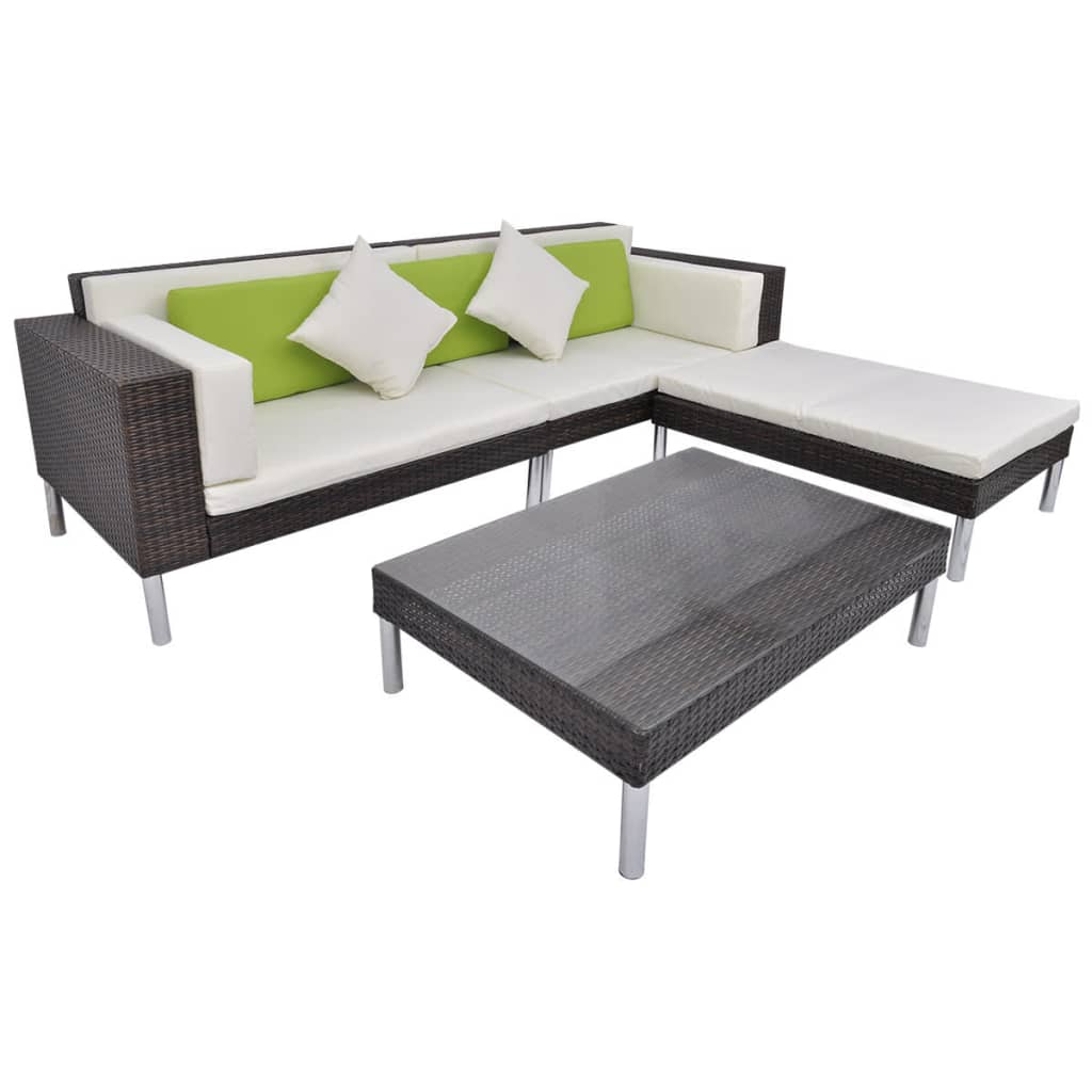 Salon de jardin 4 pcs avec coussins Résine tressée Marron - XIOS