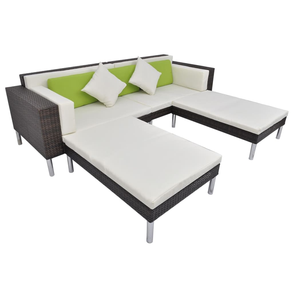 Salon de jardin 4 pcs avec coussins Résine tressée Marron - XIOS