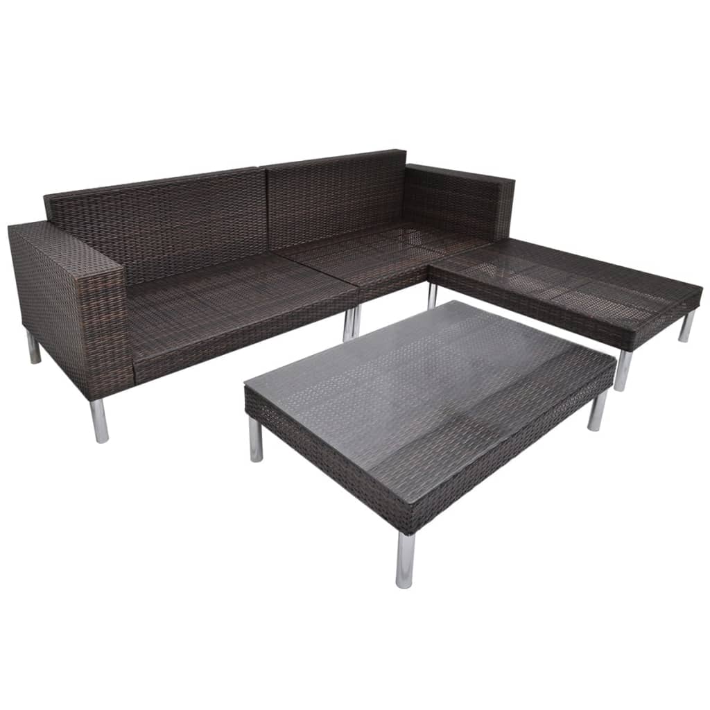 Salon de jardin 4 pcs avec coussins Résine tressée Marron - XIOS