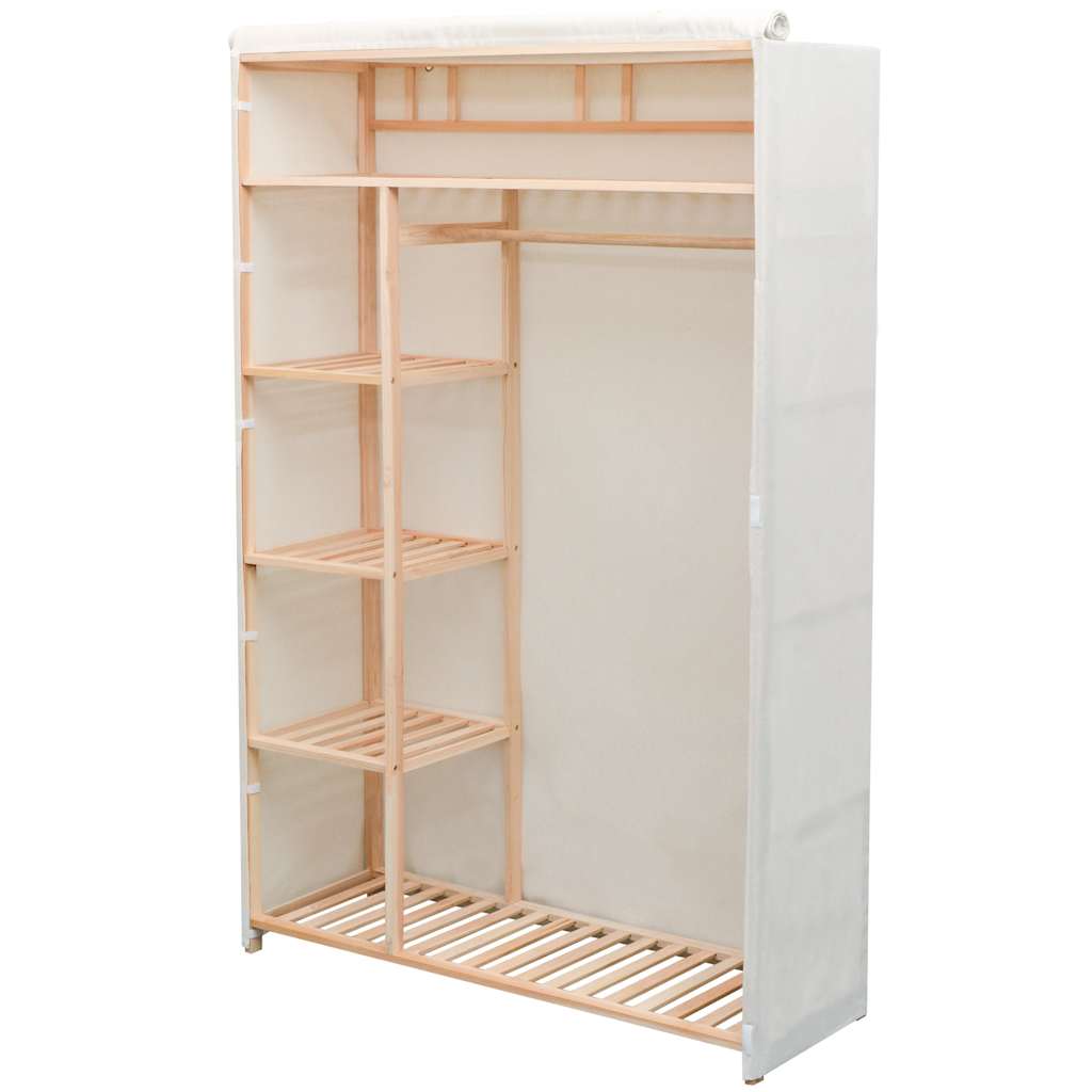 Garde-robe en tissu et bois de pin 110x40x170 cm - XIOS