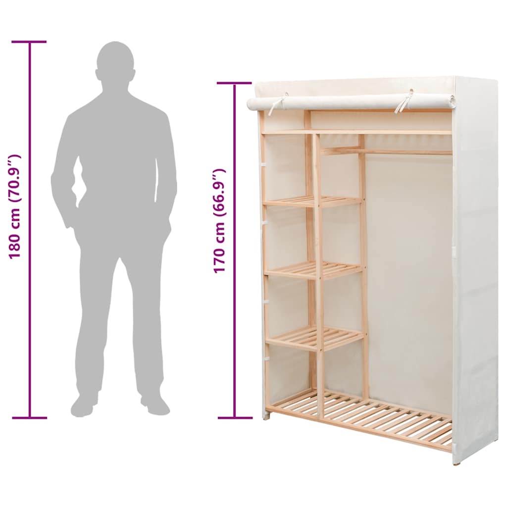 Garde-robe en tissu et bois de pin 110x40x170 cm - XIOS