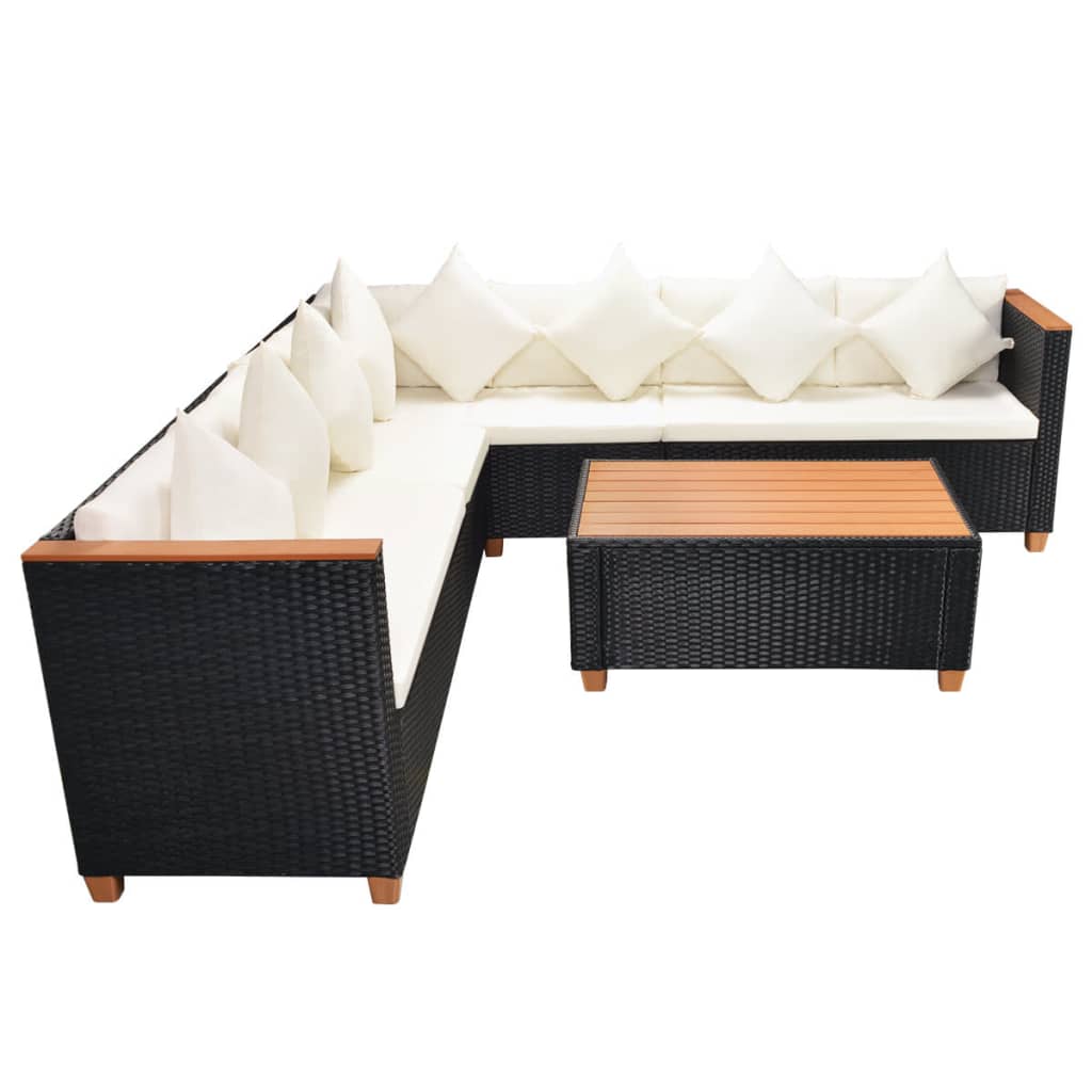 Salon de jardin 5 pcs avec coussins résine tressée noir - XIOS