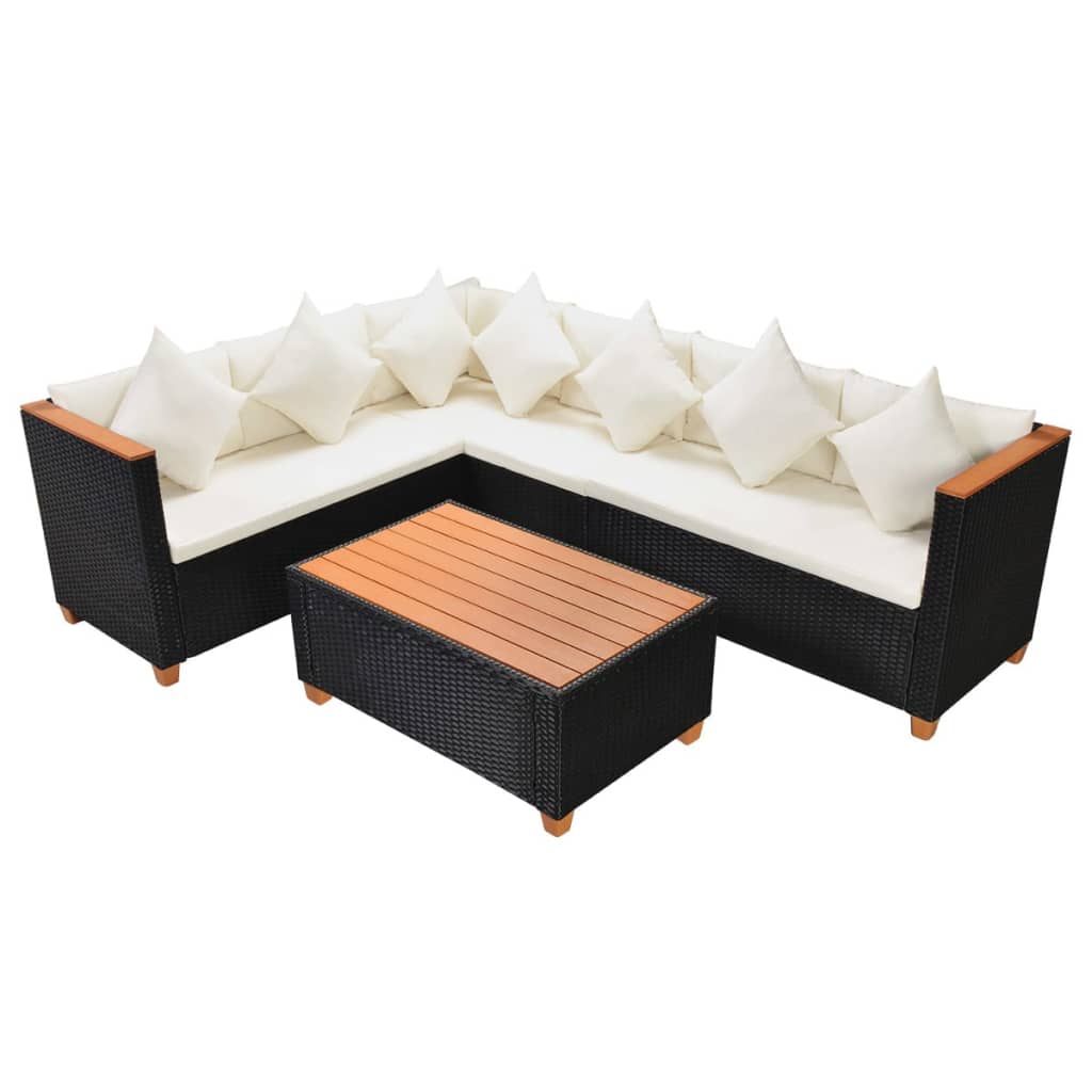 Salon de jardin 4 pcs avec coussins Résine tressée Noir - XIOS