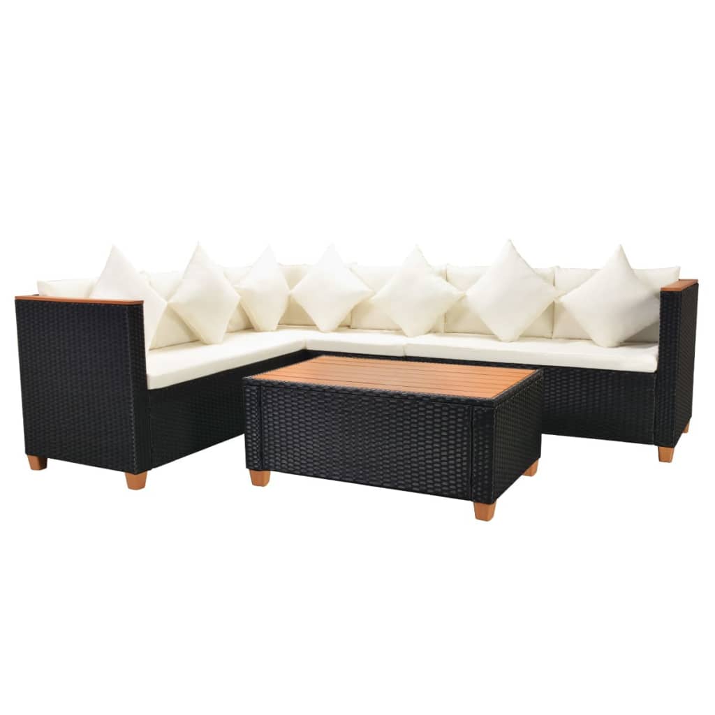 Salon de jardin 4 pcs avec coussins Résine tressée Noir - XIOS