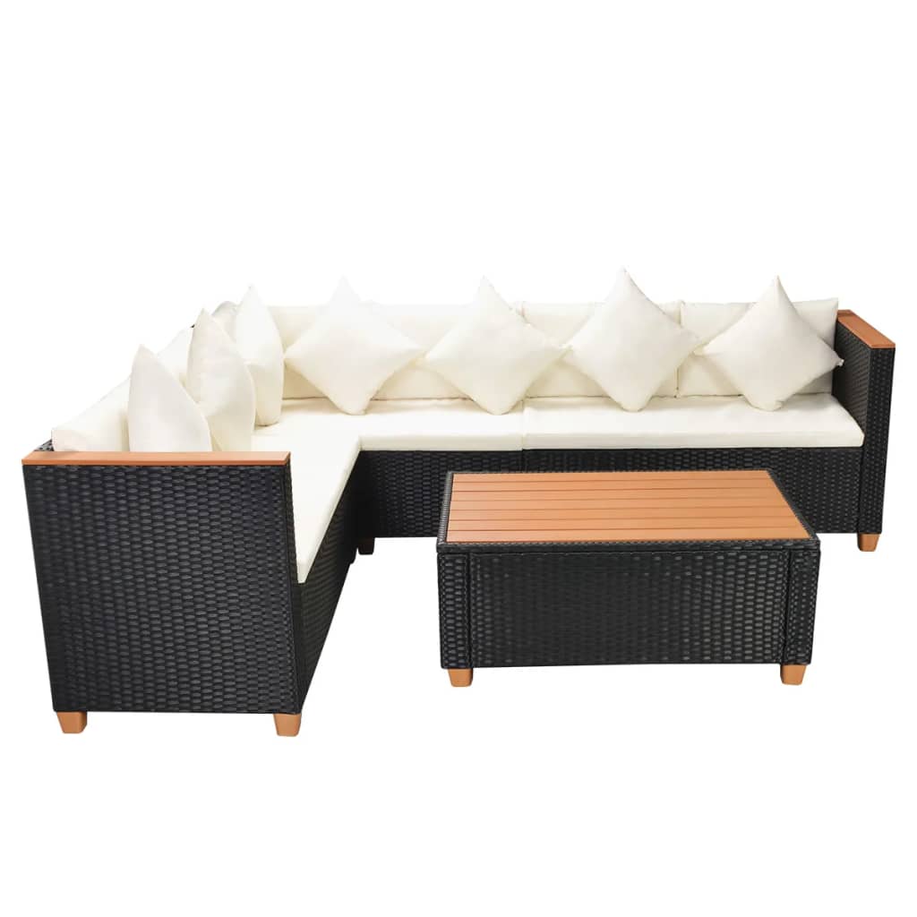 Salon de jardin 4 pcs avec coussins Résine tressée Noir - XIOS