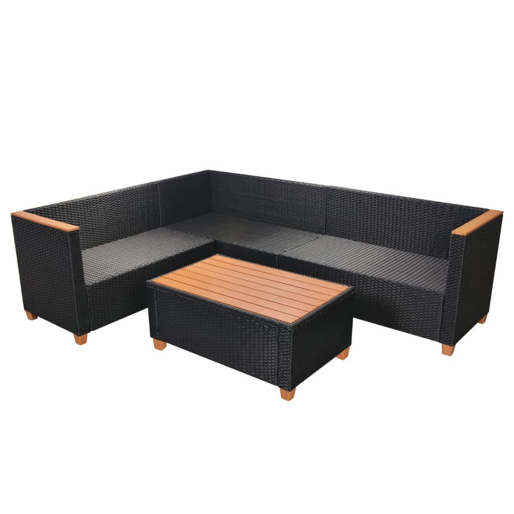 Salon de jardin 4 pcs avec coussins Résine tressée Noir - XIOS