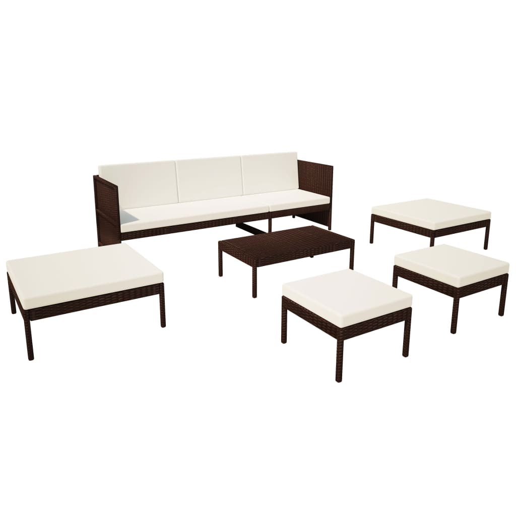 Salon de jardin 6 pcs avec coussins Résine tressée Marron - XIOS