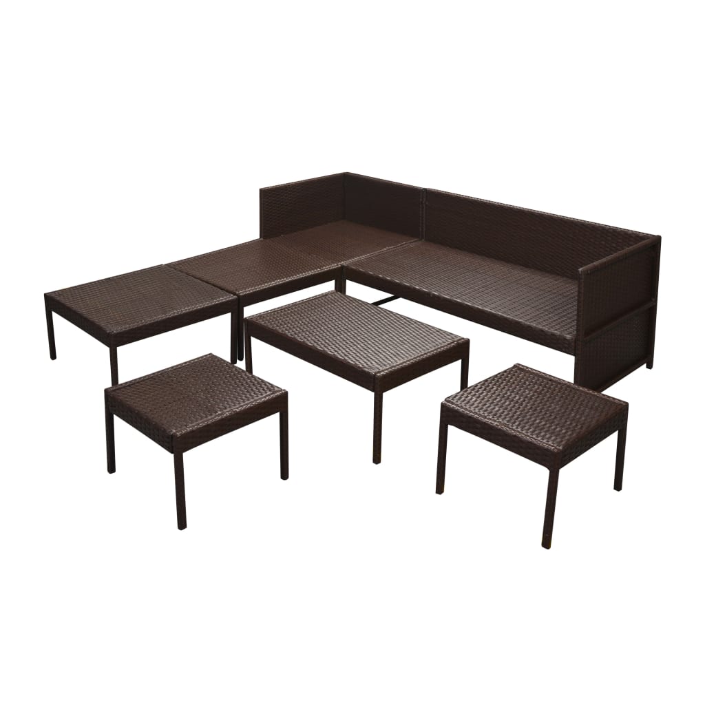 Salon de jardin 6 pcs avec coussins Résine tressée Marron - XIOS