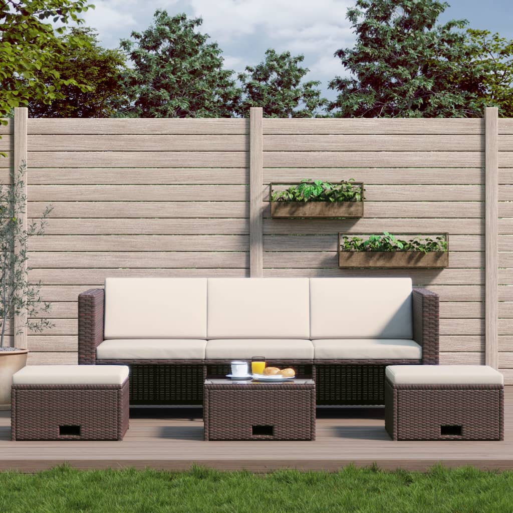 Salon de jardin 4 pcs avec coussins Résine tressée Marron - XIOS