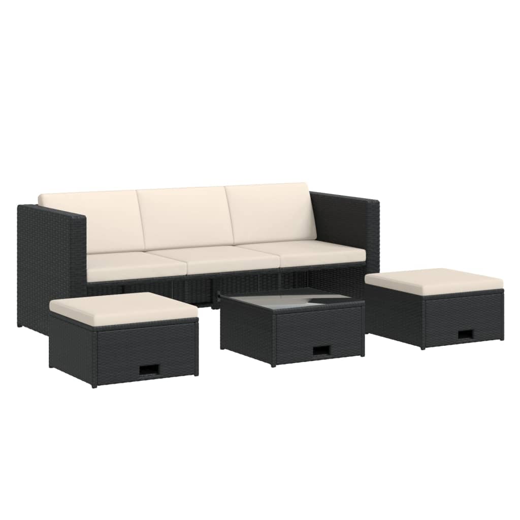 Salon de jardin 4 pcs avec coussins Résine tressée Noir - XIOS
