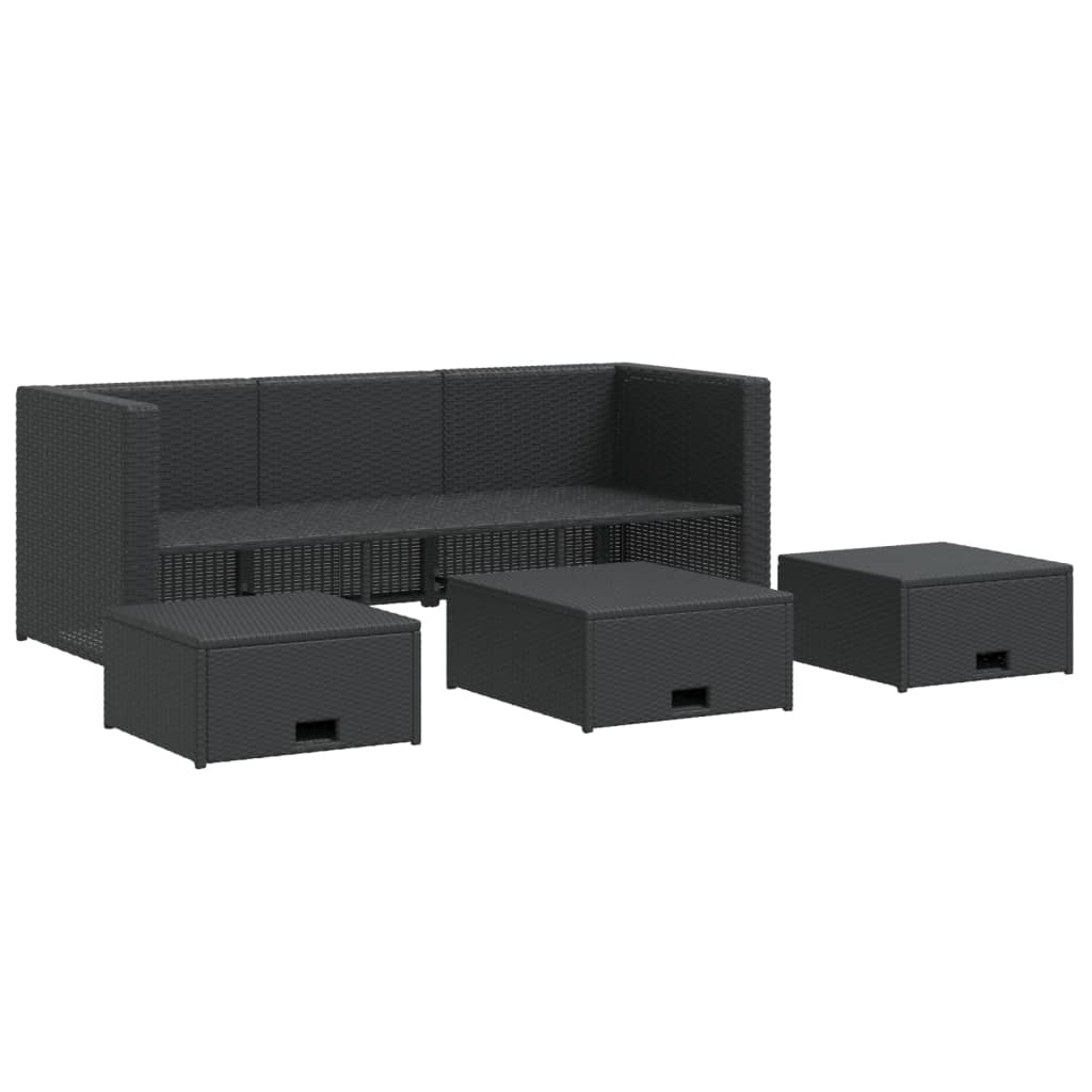 Salon de jardin 4 pcs avec coussins Résine tressée Noir - XIOS