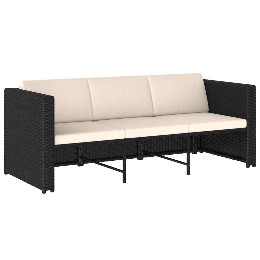 Salon de jardin 4 pcs avec coussins Résine tressée Noir - XIOS