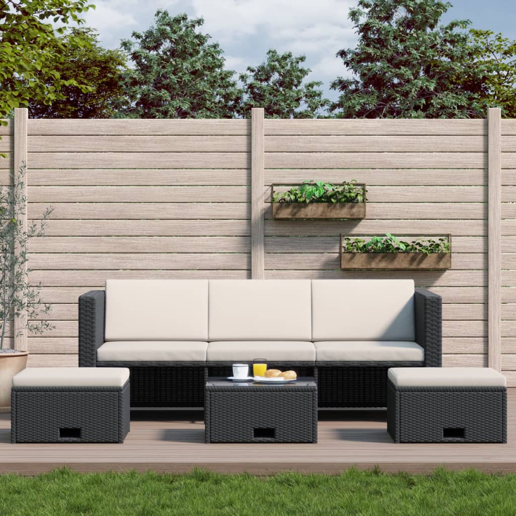 Salon de jardin 4 pcs avec coussins Résine tressée Noir - XIOS
