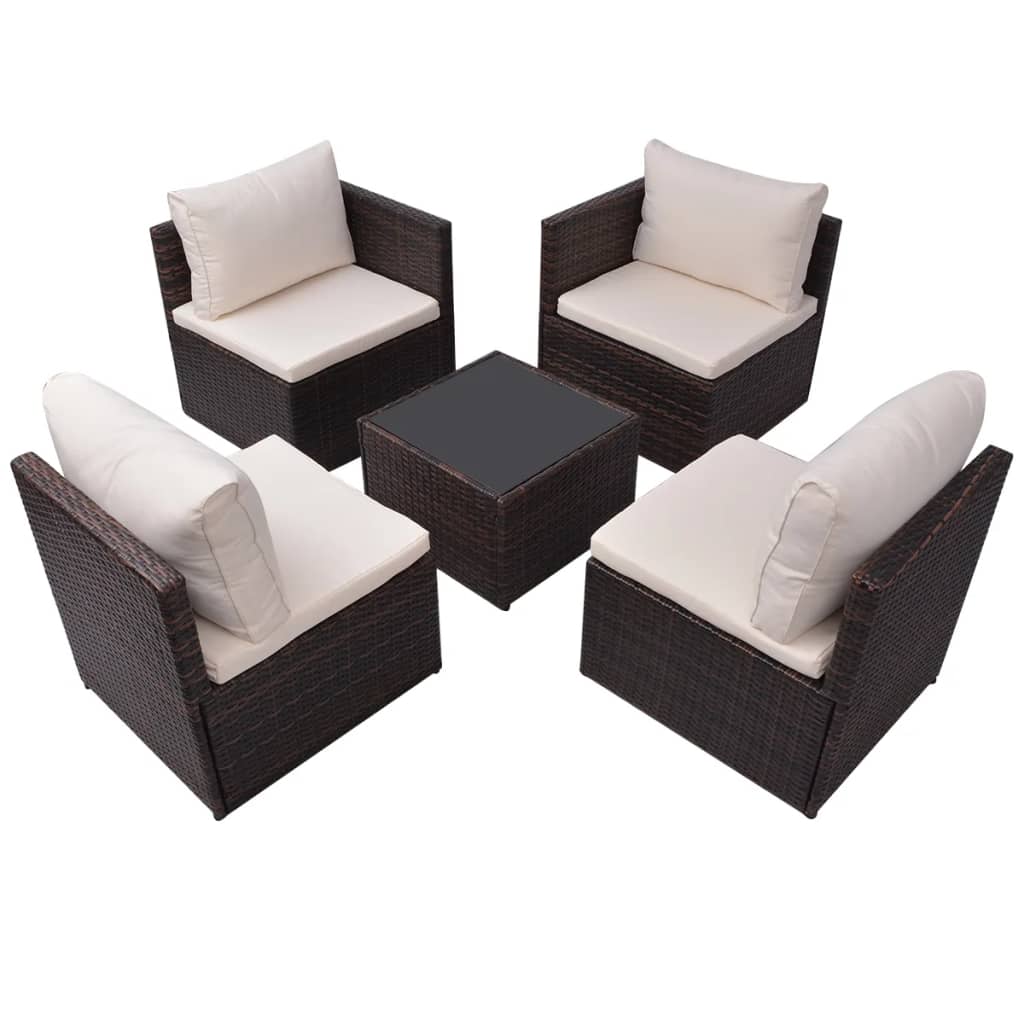 Salon de jardin 5 pcs avec coussins Résine tressée Marron - XIOS