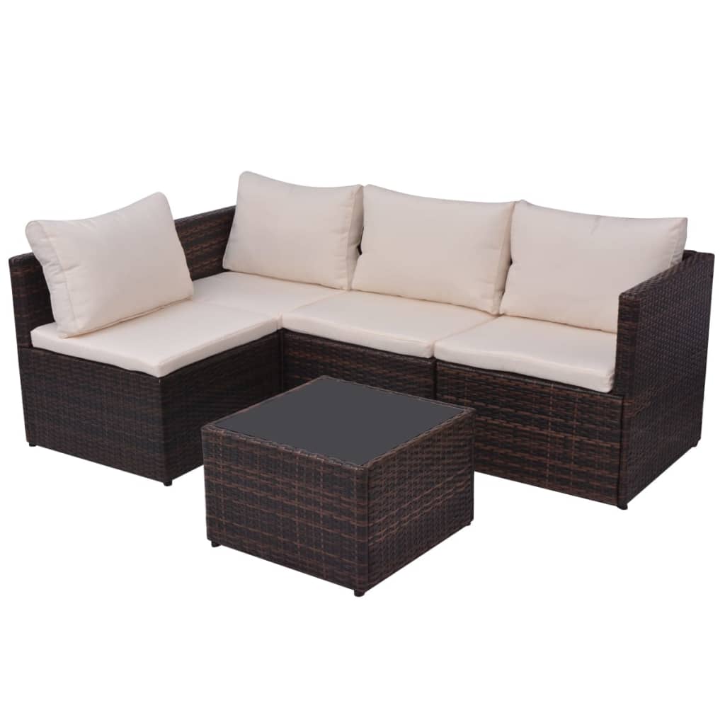 Salon de jardin 5 pcs avec coussins Résine tressée Marron - XIOS