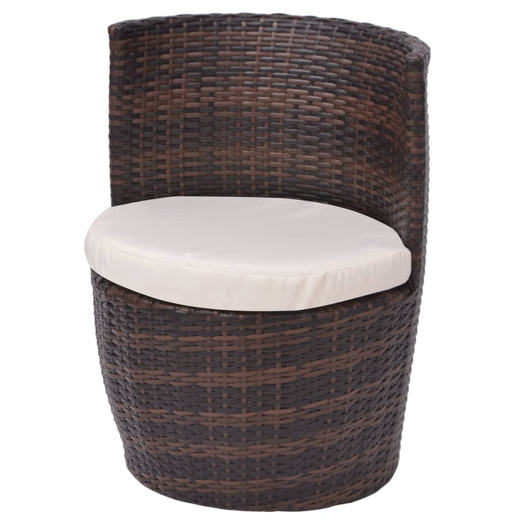 Mobilier de bistro 3 pcs avec coussins Résine tressée Marron - XIOS