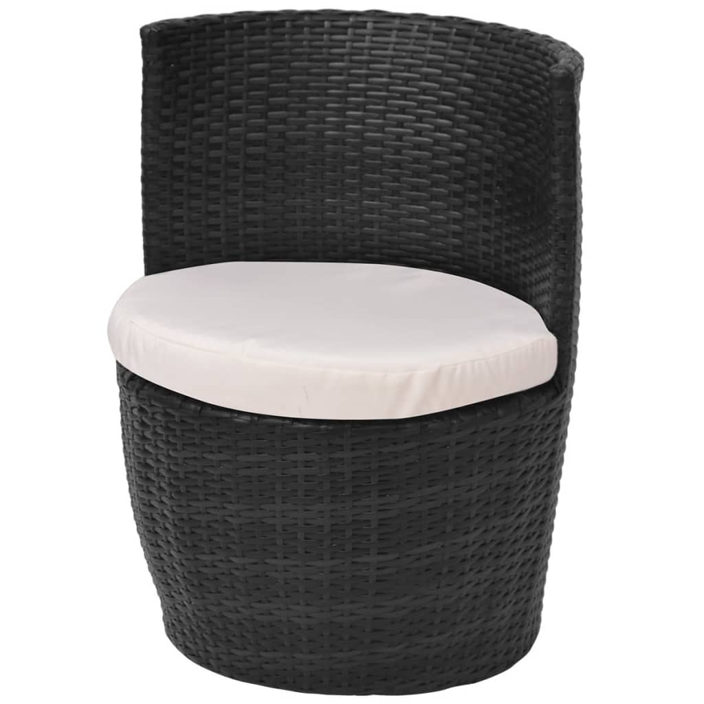 Mobilier de bistro 3 pcs avec coussins Résine tressée Noir - XIOS