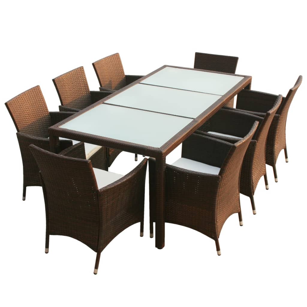 Ensemble à manger d'extérieur avec coussins 9pcs Résine tressée - XIOS