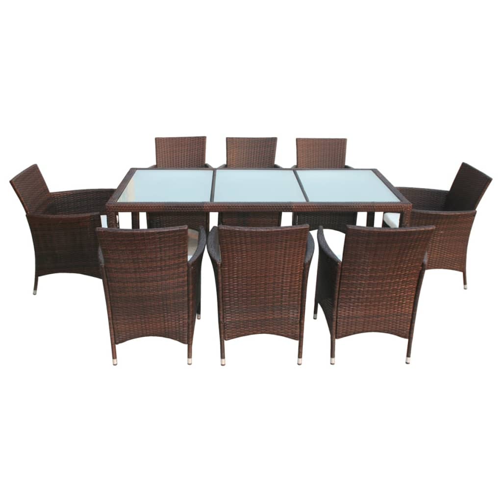 Ensemble à manger d'extérieur avec coussins 9pcs Résine tressée - XIOS