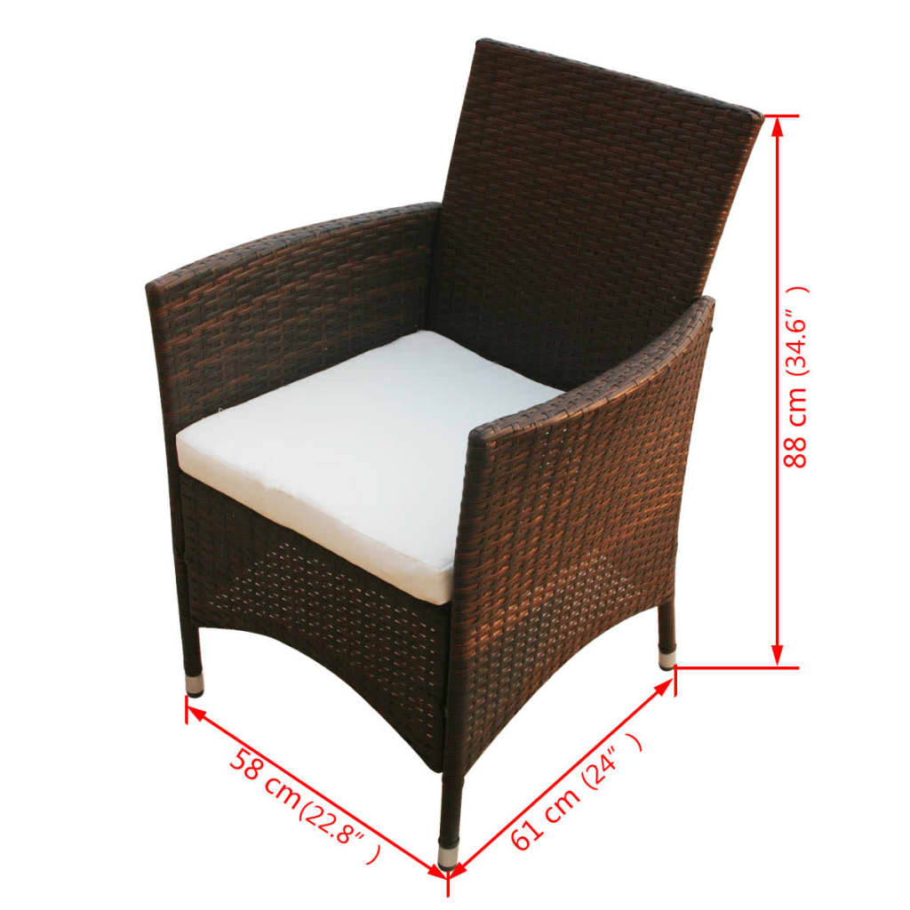 Ensemble à manger d'extérieur avec coussins 9pcs Résine tressée - XIOS