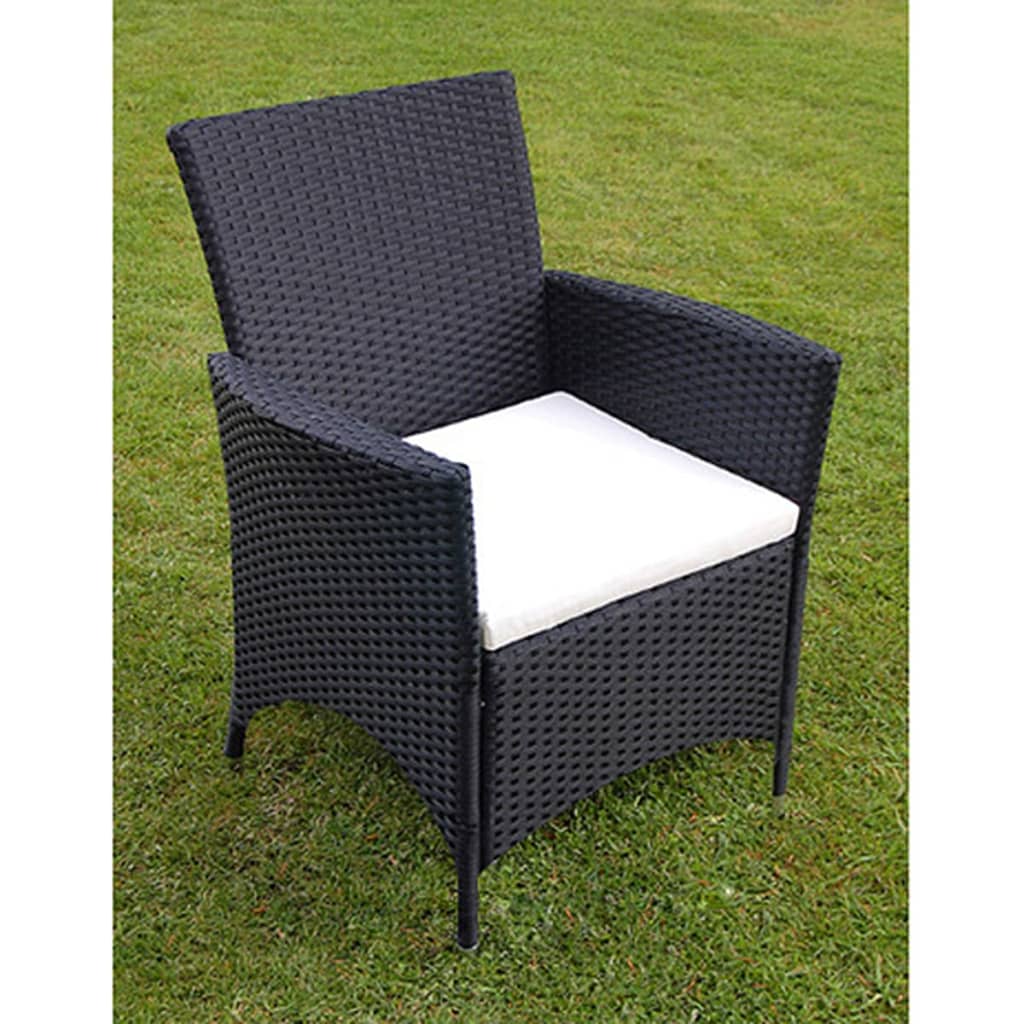 Ensemble à manger d'extérieur 9pcs coussins résine tressée noir - XIOS