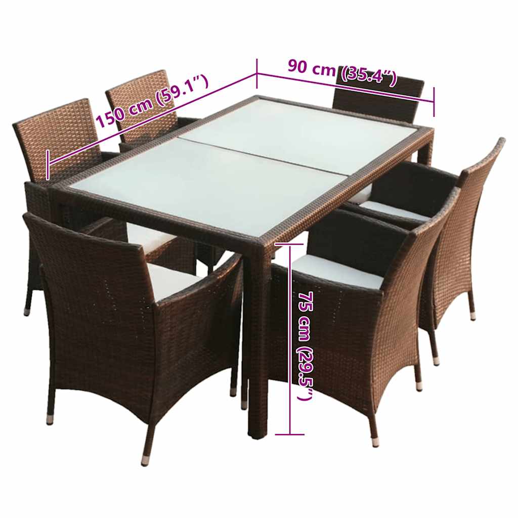 Ensemble à manger d'extérieur 7 pcs et coussins Résine tressée - XIOS