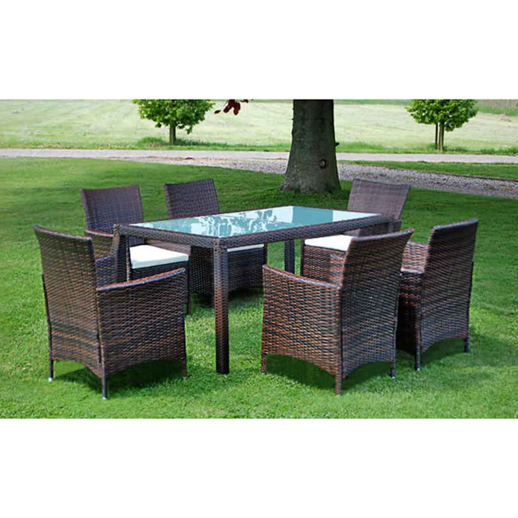 Ensemble à manger d'extérieur 7 pcs et coussins Résine tressée - XIOS
