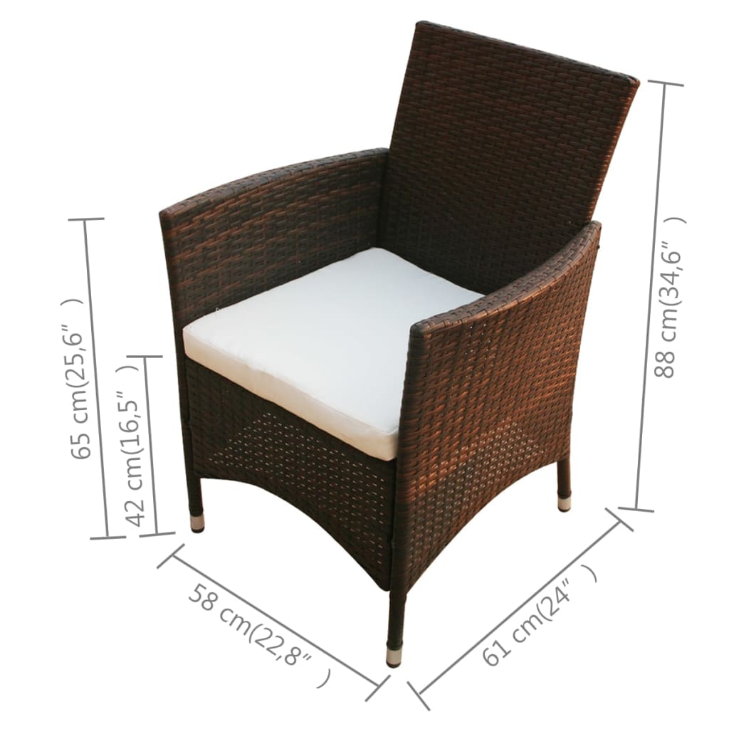 Ensemble à manger d'extérieur 5pcs avec coussins Résine tressée - XIOS