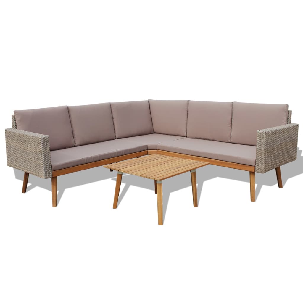 Salon de jardin 4 pcs avec coussins Résine tressée Gris - XIOS