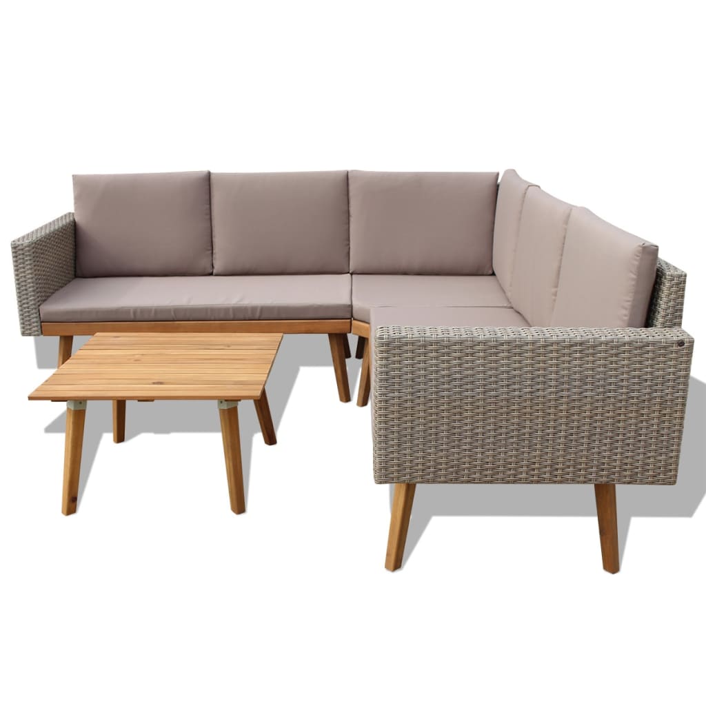 Salon de jardin 4 pcs avec coussins Résine tressée Gris - XIOS