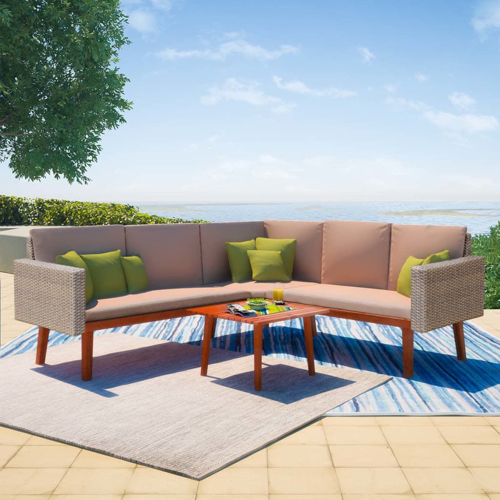 Salon de jardin 4 pcs avec coussins Résine tressée Gris - XIOS