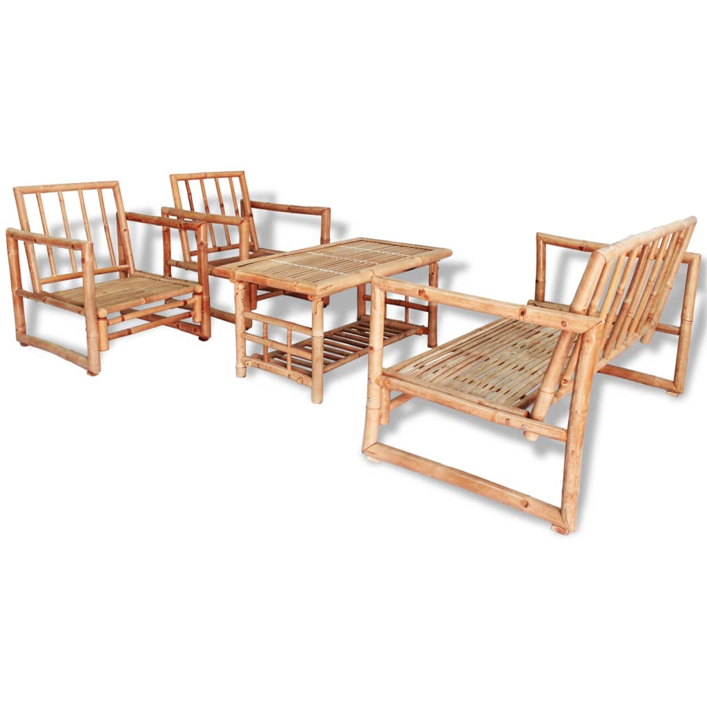 Salon de jardin 4 pcs avec coussins Bambou - XIOS
