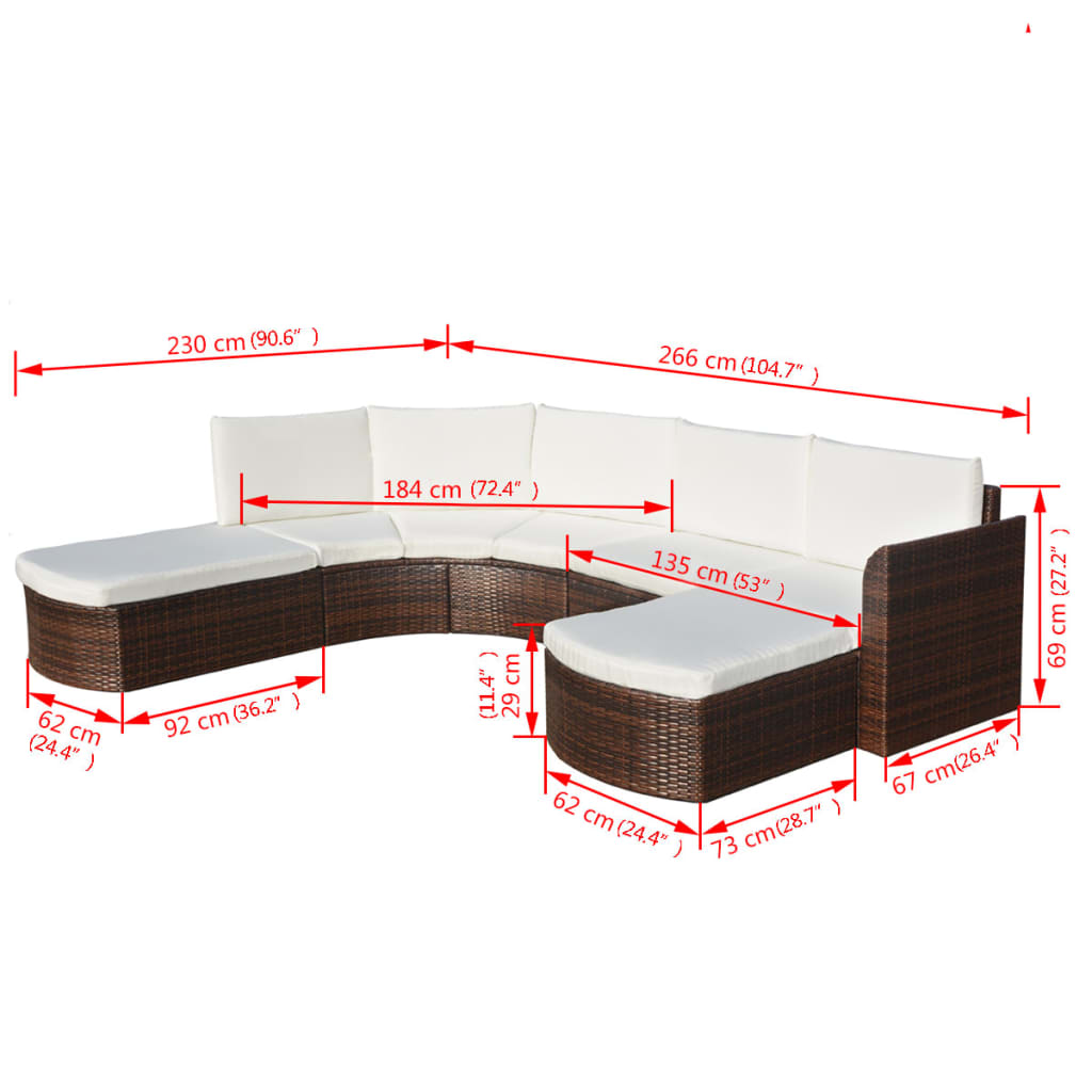 Salon de jardin 4 pcs avec coussins Résine tressée Marron - XIOS