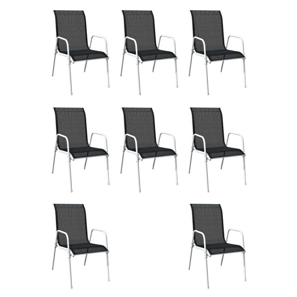 Ensemble à manger d'extérieur 9 pcs Acier Noir - XIOS