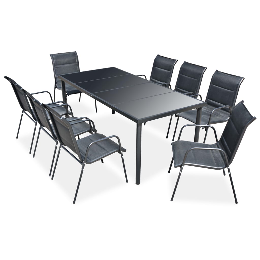 Ensemble à manger d'extérieur 9 pcs Acier Noir - XIOS