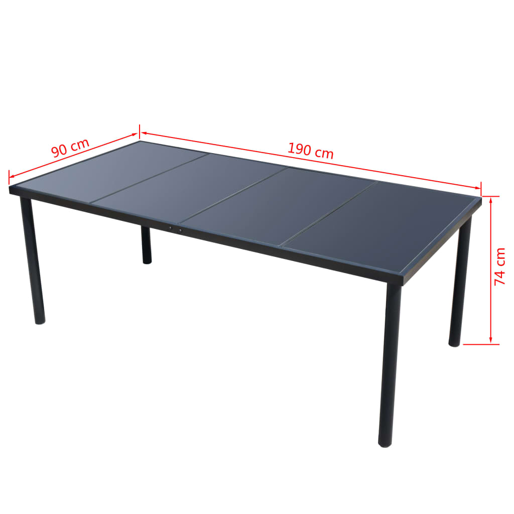 Ensemble à manger d'extérieur 9 pcs Acier Noir - XIOS