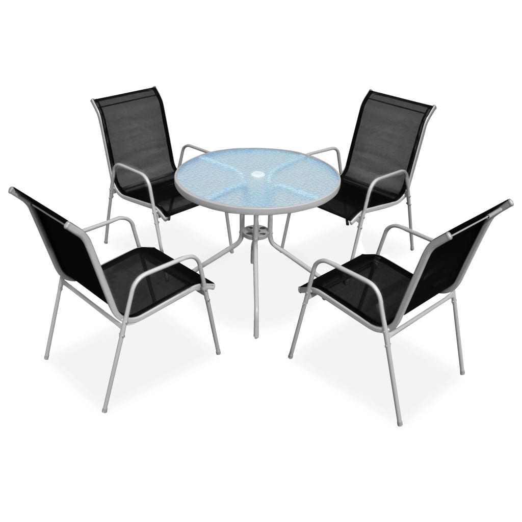 Ensemble à manger d'extérieur 5 pcs Acier Noir - XIOS