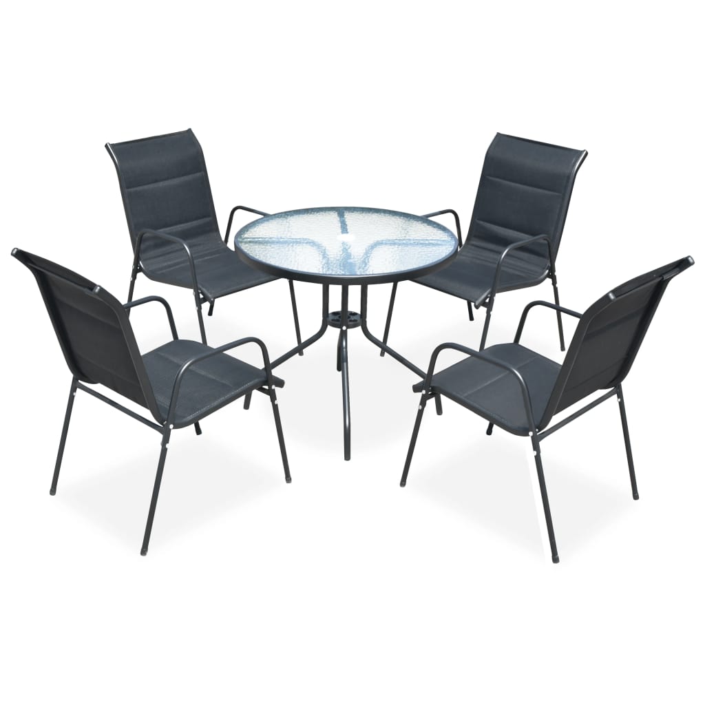 Mobilier de salle à manger d'extérieur 5 pcs Acier Noir - XIOS