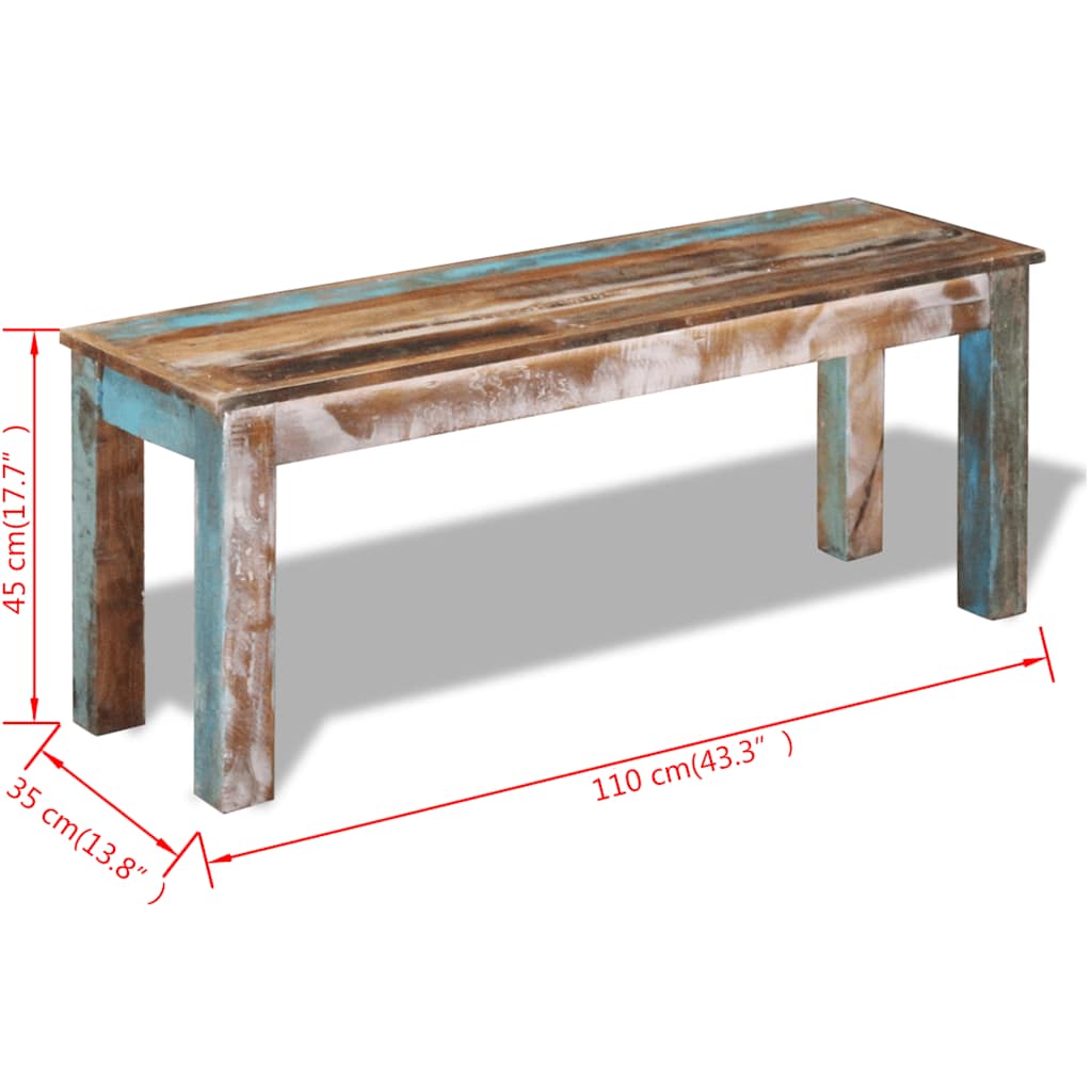 Banc 110x35x45 cm Bois de récupération massif - XIOS