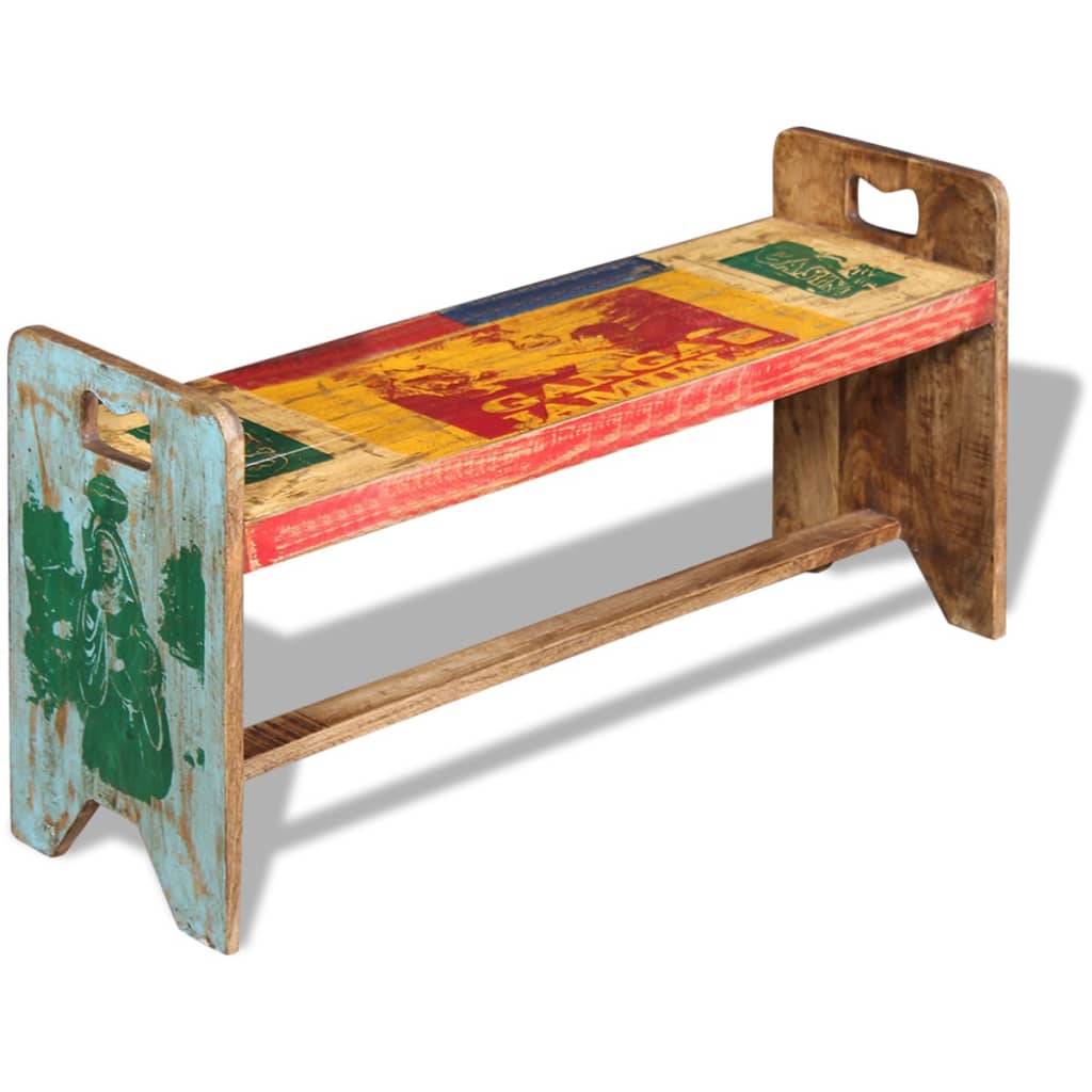 Banc Bois massif recyclé 100x30x50 cm - XIOS