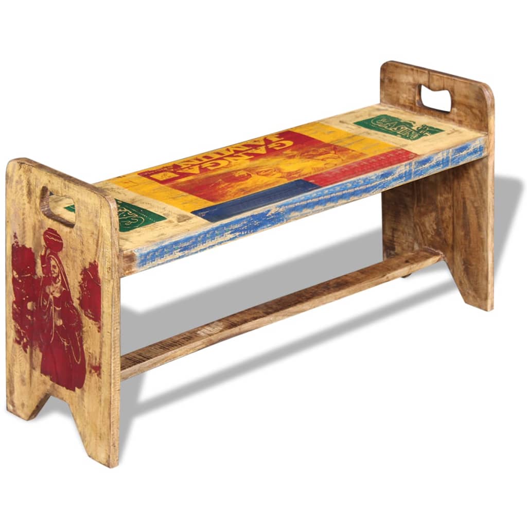 Banc Bois massif recyclé 100x30x50 cm - XIOS